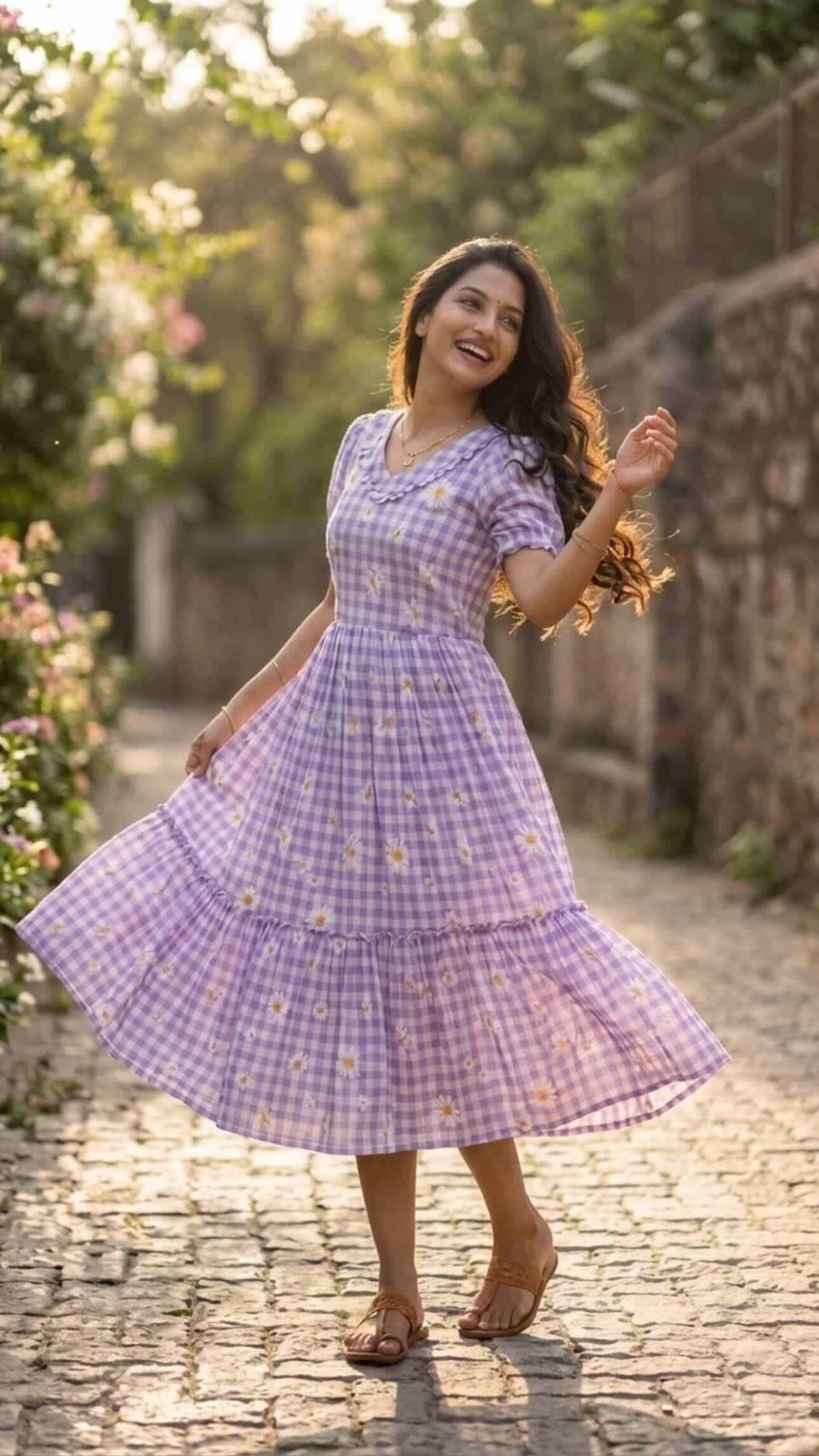 Lavender Daisy Midi Dress