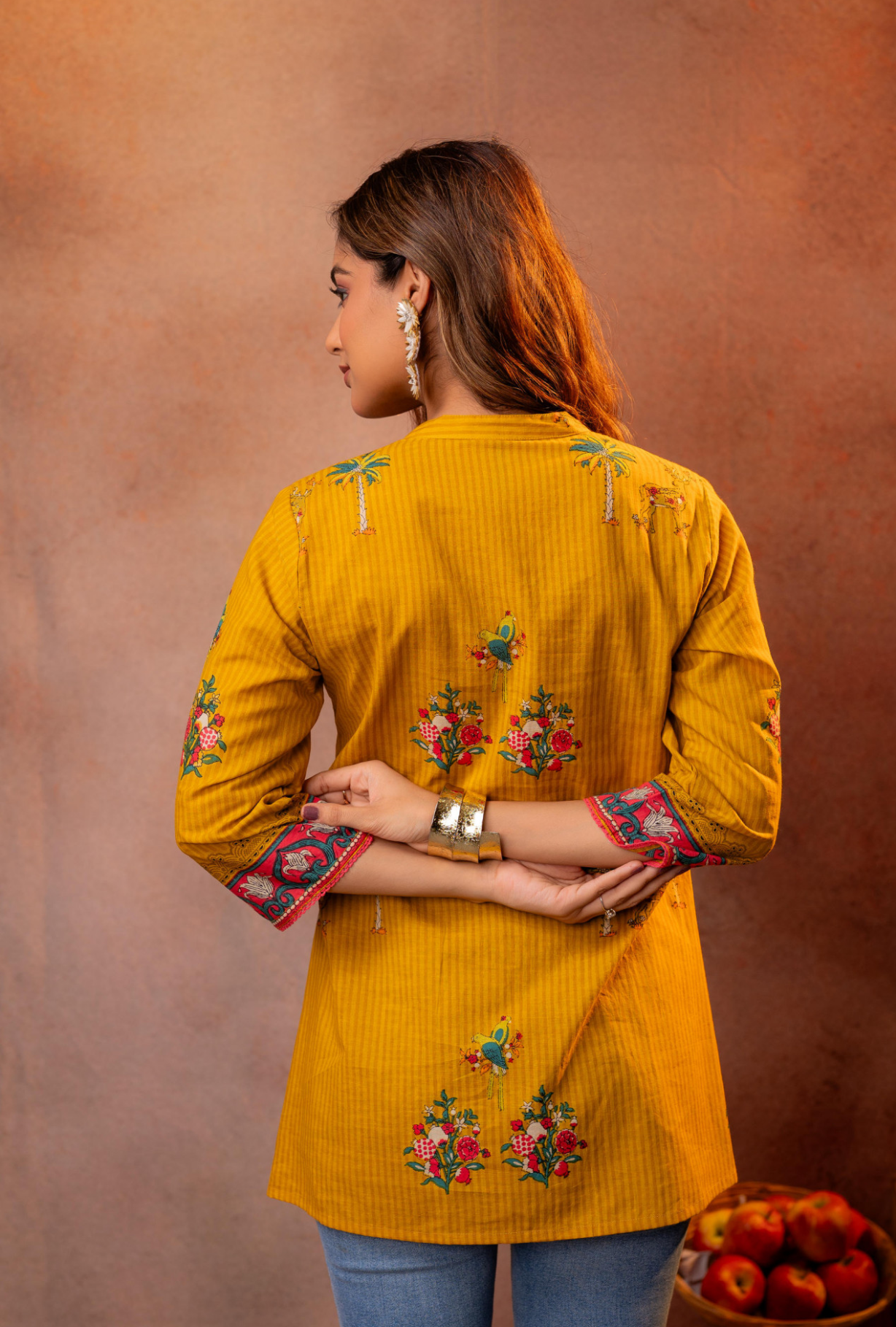 Mustard Printed Pure Cotton Kurti