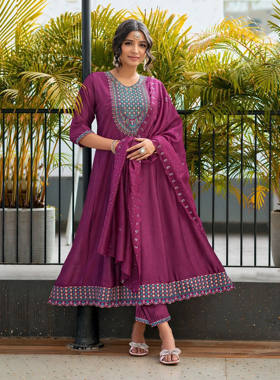 Festive Vichtra Silk Kurta Set
