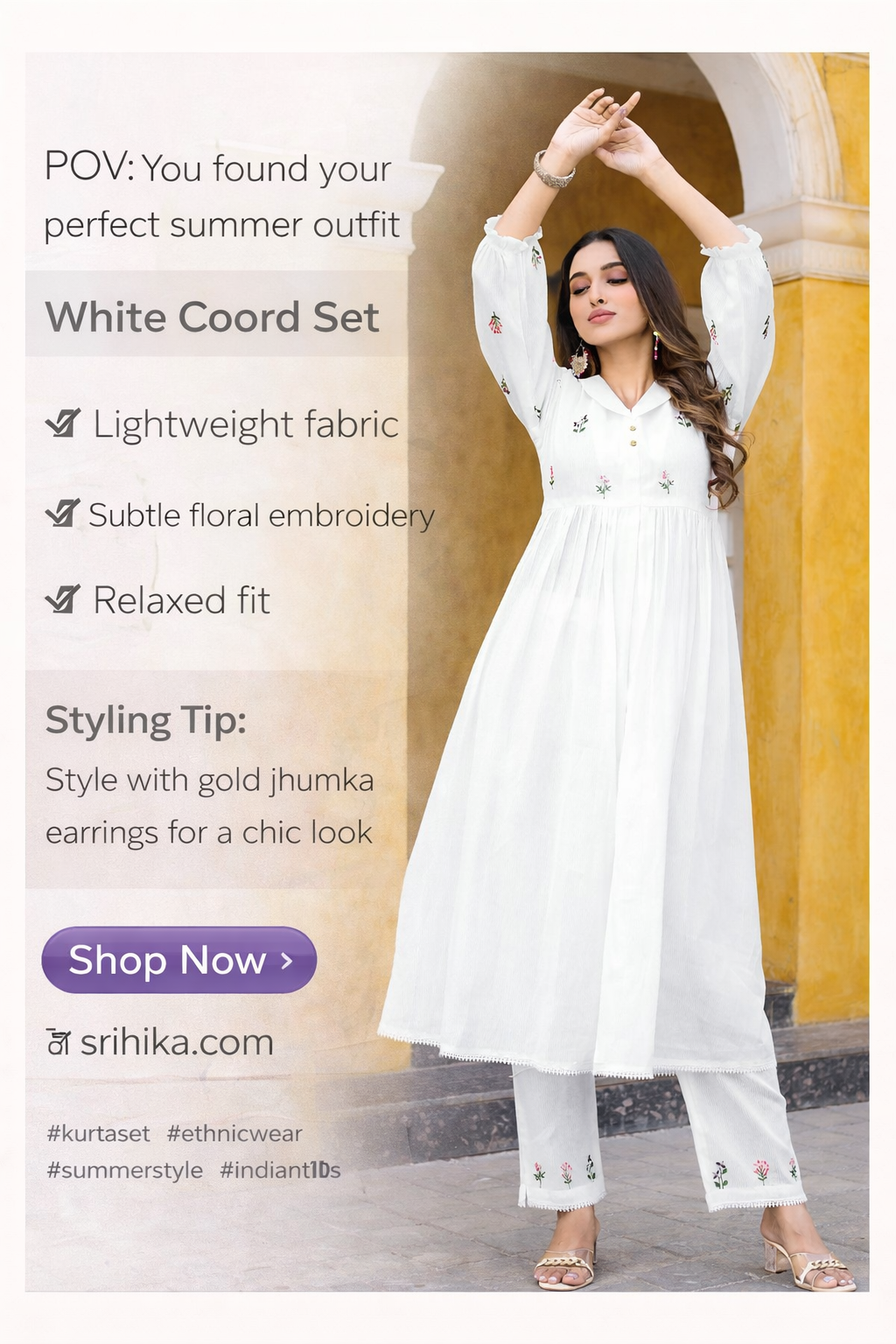 Charming White Coord Set