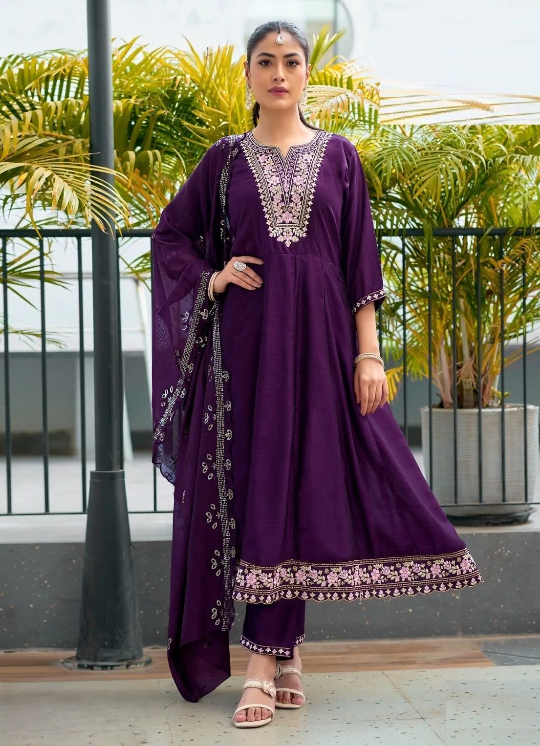 Festive Vichtra Silk Kurta Set
